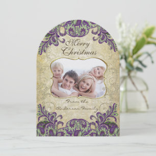 Photo de famille Purple & Green Peacock Carte de N
