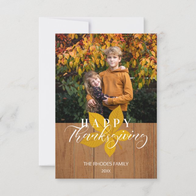 Photo de feuilles de script de Thanksgiving heureu (Devant)