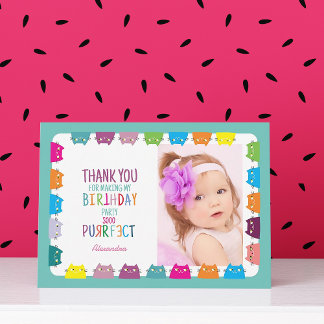 Photo de fille au chat Anniversaire Merci