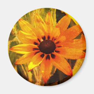 Photo de fleur jaune aimant rond