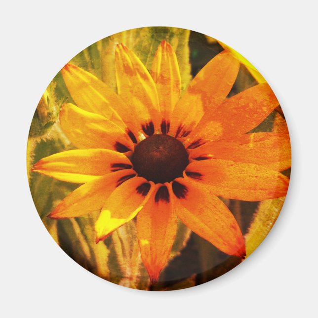 Photo de fleur jaune aimant rond (Devant)
