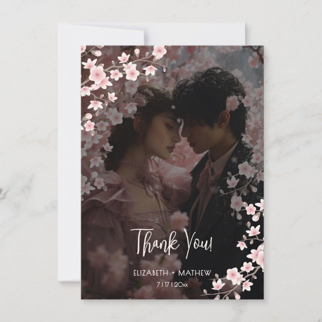 Photo de fleurs de cerisier Mariage Merci (Devant)