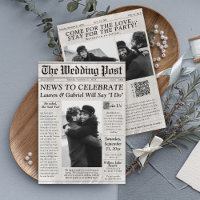 Photo de journal moderne Faire-part de mariage QR 