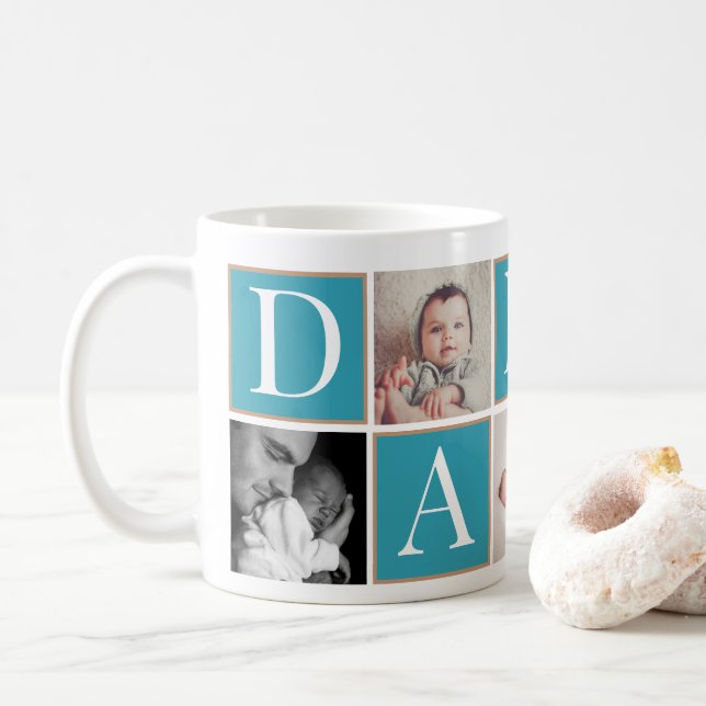 Photo de la fête du père sur mesure Collage Mug (Avec donut)