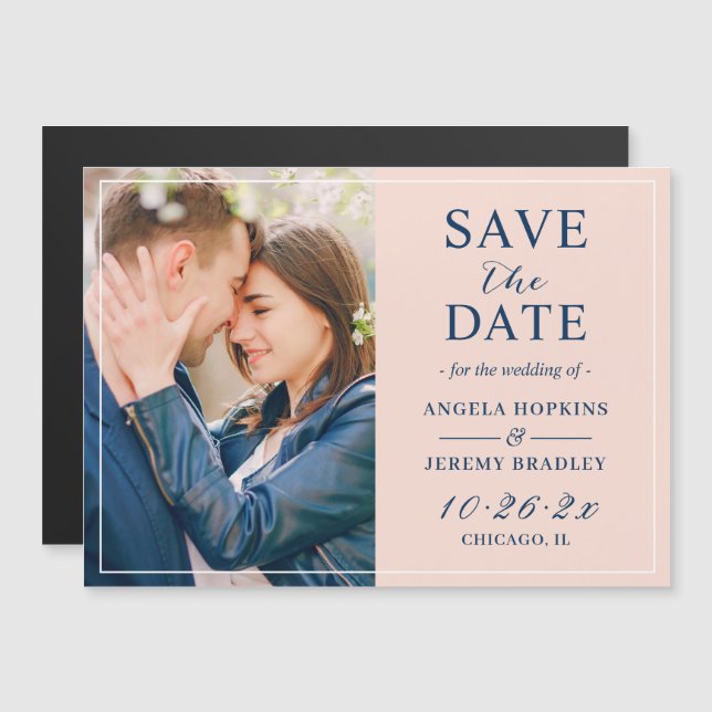 Photo de la marine branchée Blush Save the Date Ma (Devant / Derrière)