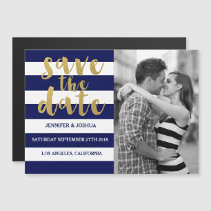 Photo de la Marine Stripe Save the Date Magnet Inv