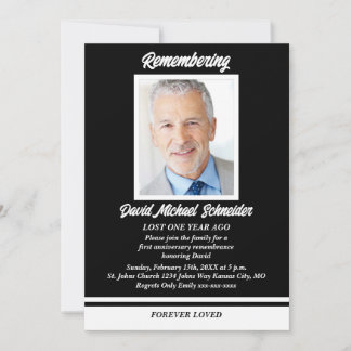 Photo de l'anniversaire de la mort d'un Invitation