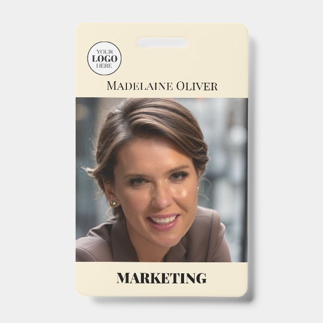 Photo de l'employé ID Code QR Badge Logo Crème (Avant)