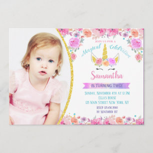 Photo de l'Unicorne magique Invitations d'annivers