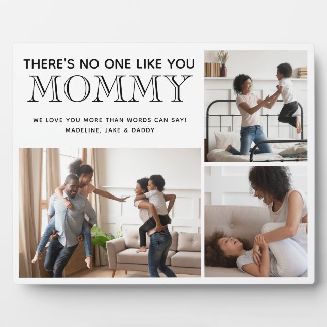 Photo de maman 3 Collage Noms des enfants Plaque (Devant)