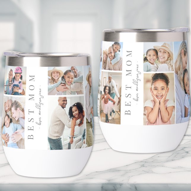 Photo de Maman Collage (Mom Photo Collage Thermal Wine Tumbler )