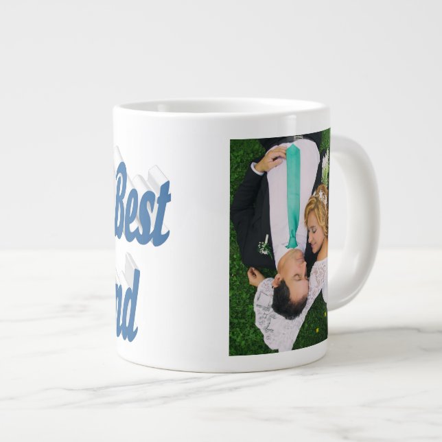 Photo de mari avec texte bleu mer Mug de café géan (Devant droit)
