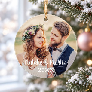Photo de mariage de mariés avec écriture moderne