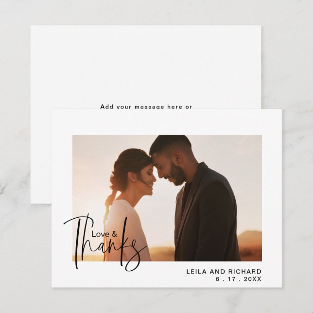 Photo de mariage Élégant Amour et Merci (Devant / Derrière)