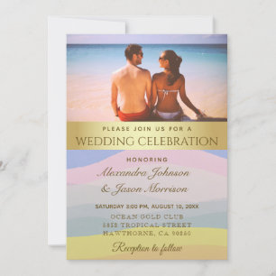 Photo de mariage sur la plage Invitation d'aquarel
