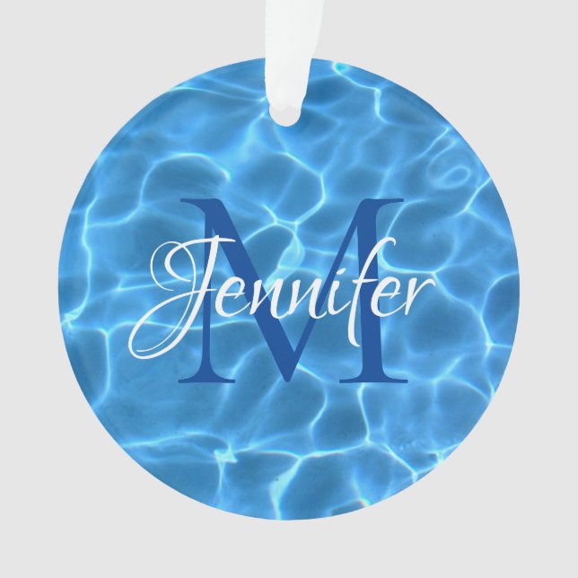 Photo de monogramme Piscine Aqua Bleu et Blanc (devant)