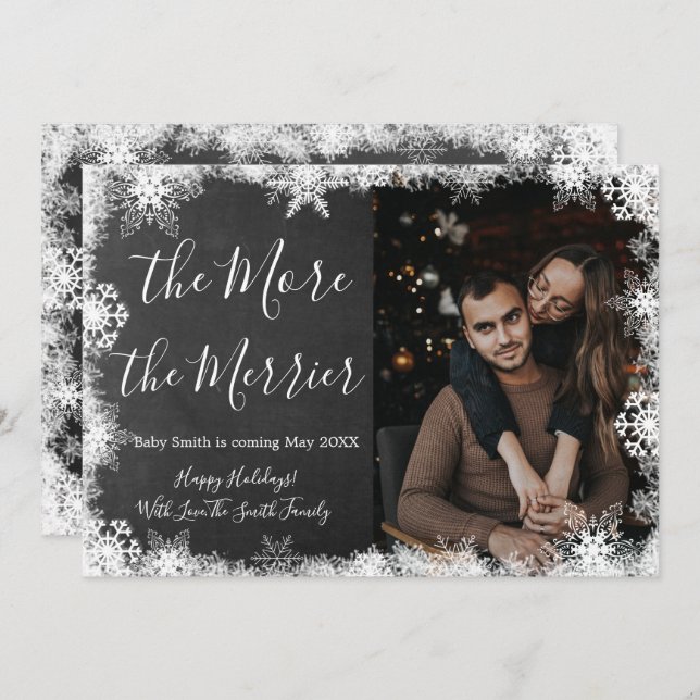 Photo de neige Cartes de Faire-part de grossesse d (Devant / Derrière)