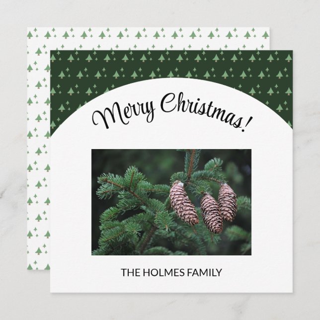 Photo De Noël Avec Motif D'Arbre Illustré (Devant / Derrière)