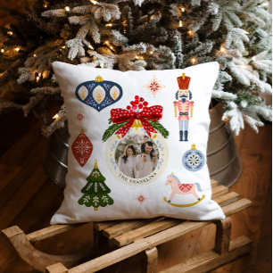 Photo de Noël colorée Coussin décoratif