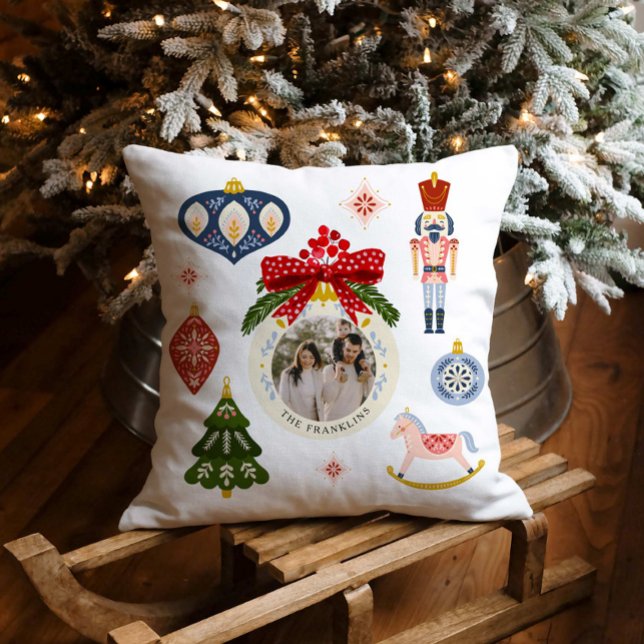 Photo de Noël colorée Coussin décoratif (Créateur téléchargé)