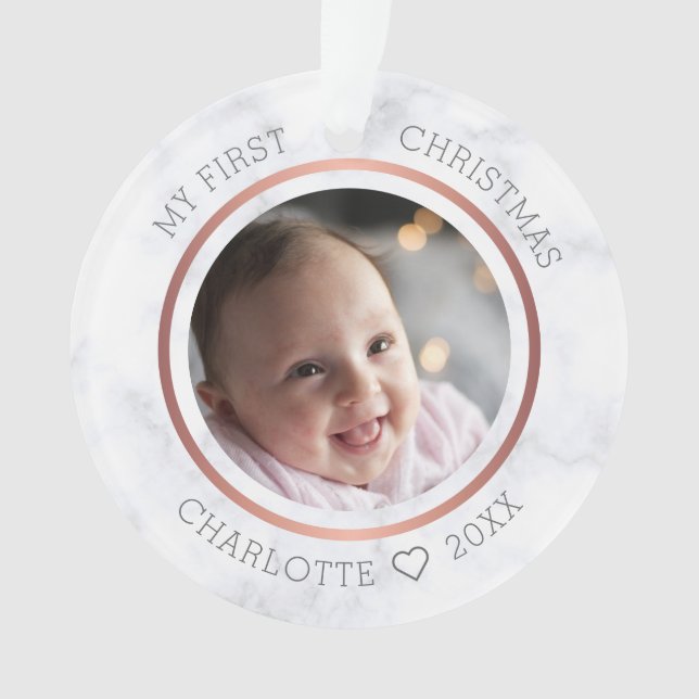 Photo de Noël de bébé moderne sur marbre (devant)