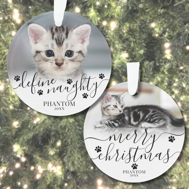 Photo de Noël de chat vilain défini par l'animal d (Pet Define Naughty Cat Photo Christmas Ornament)