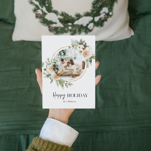 Photo de Noël et couronne florale Joyeux jour fér