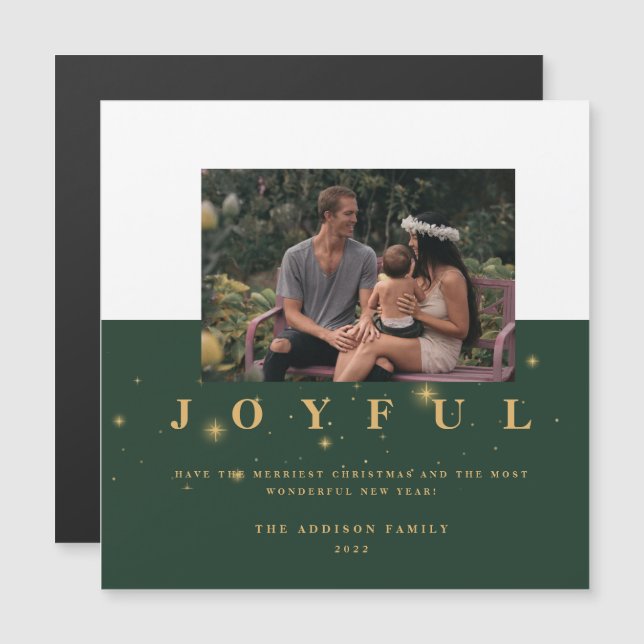 Photo de Noël Joyeux Vert et Or Festif (Devant / Derrière)
