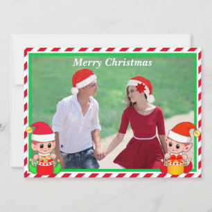Photo de Noël personnalisé & Elfe mignon sur fond