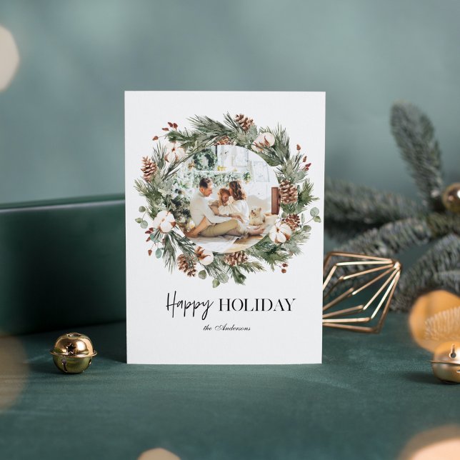 Photo de Noël & Pine Green Wreath |Joyeux jour fér (Créateur téléchargé)