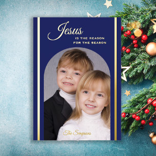 Photo de Noël Religieux Carte Gold Jesus