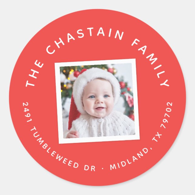 Photo de Noël Retourner l'adresse Sticker (Devant)