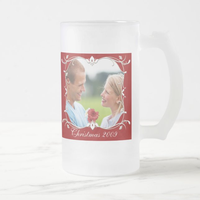 Photo de Noël Rouge Mug givrée avec Frontière Vert (Droit)