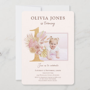 Photo de Pink Florals 1ère invitation anniversaire