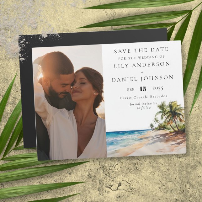 Photo de plage tropicale pour faire-part de mariag (Tropical Beach Photo Wedding Save The Date Magnetic Invitation)