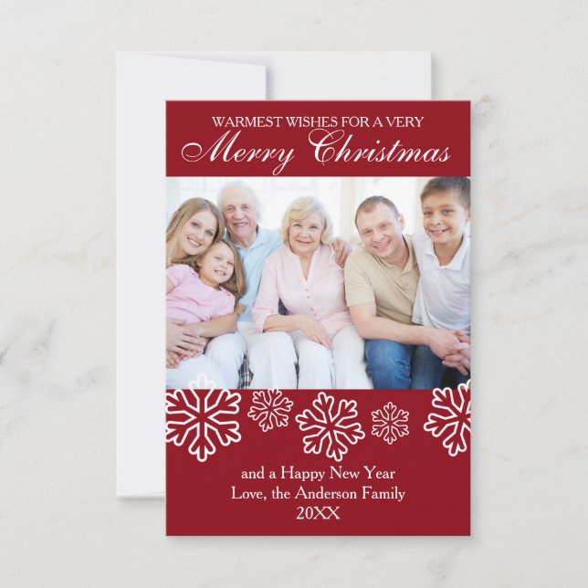 Photo de Red Snowflakes - Carte de Noël (Devant)