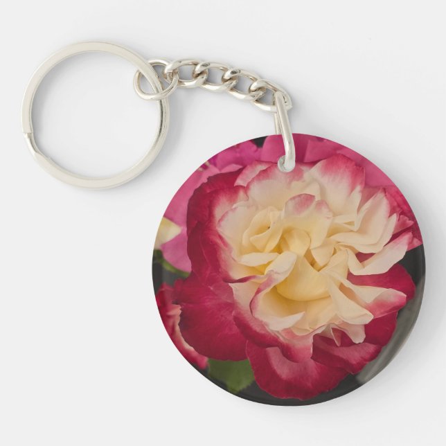 Photo de rose sur porte-clés en acrylique 2 faces (Devant)
