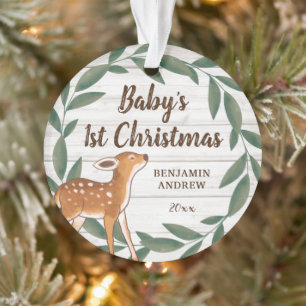 Photo de Rustic Greenery Deer Baby's First Christm