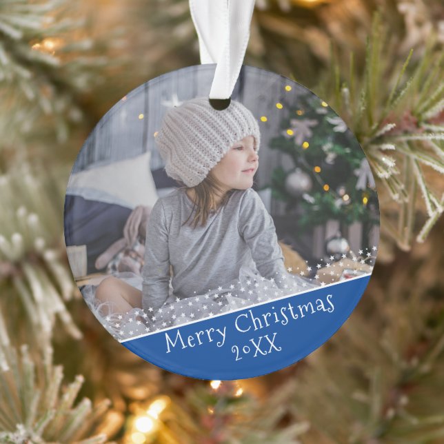 Photo de souvenir de Noël festif bleu (Arbre)