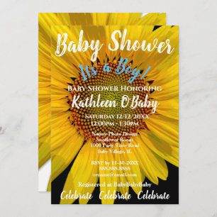PHOTO DE SUNFLOWER BABY BOY SHOWER INVITATION