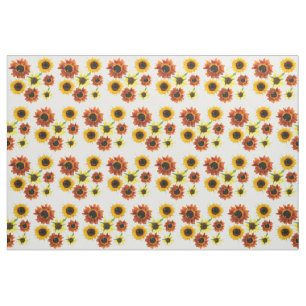 Photo de Tissu floral de tournesols orange jaune
