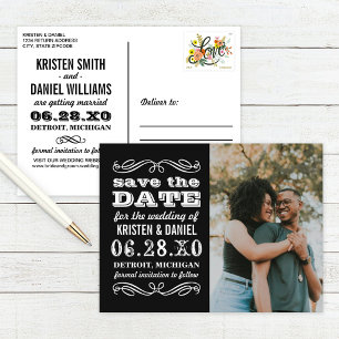 Photo de type vintage noir, faire-part de sauvegar