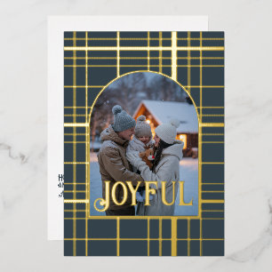 Photo de vacances de Noël à carreaux Charbon & Or