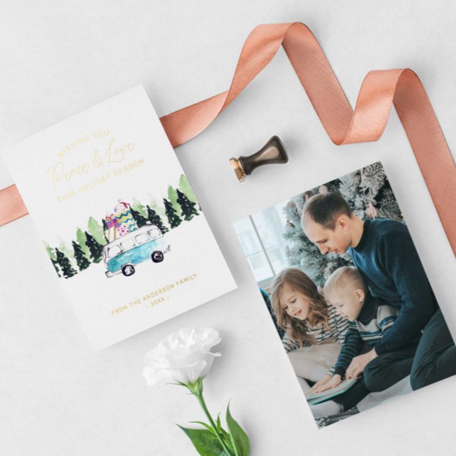 Photo de vacances de Noël de fourgonnette vintage  (Créateur téléchargé)