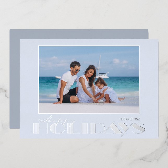 Photo de vacances Joyeux Noël Argent (Recto/Verso)