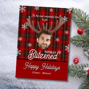 Photo de visage drôle Blitzened Carte de Noël sarc
