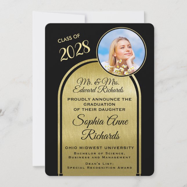 Photo Des Parents Faire-part De Graduation Noire (Devant)