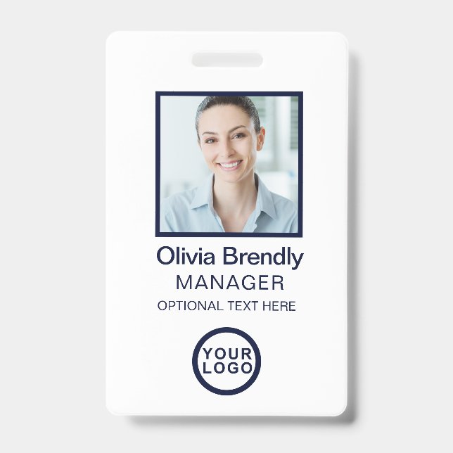 Photo d'identité de l'employé Badge | Navy Blanc (Avant)