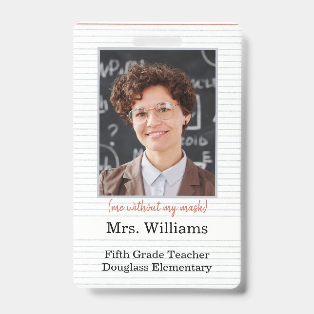 Photo d'identité de l'enseignant Badge de classe,  (Front)