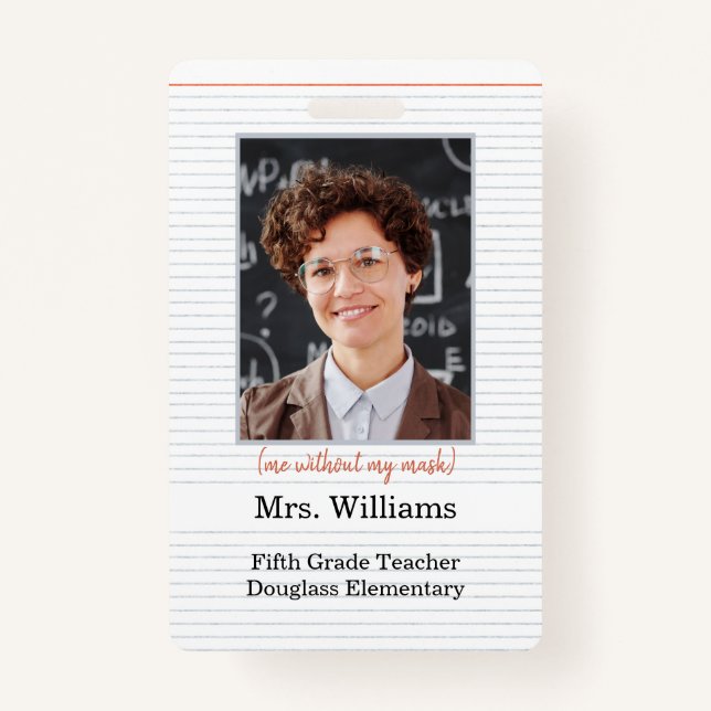 Photo d'identité de l'enseignant Badge de classe,  (Devant)